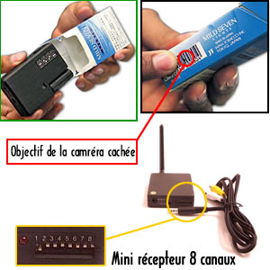 Camra cache sans fil couleur  dans un paquet de cigarette  1.2GHz/2.4GHz - CCD 1/4