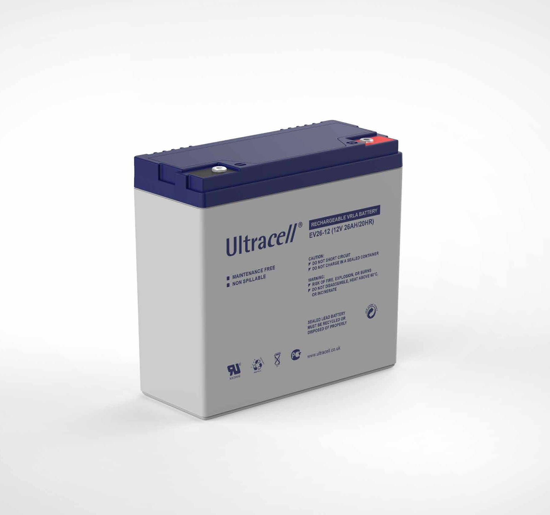 Batterie Rechargeable Plomb Ultracell EV26-12 - 12 V 26Ah pour vhicules lectriques