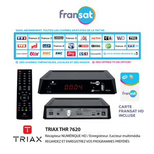 Terminal Satellite Numrique HD / Enregistreur / Lecteur Multimdia FRANSAT Triax THR 7620 - Carte FRANSAT HD Incluse