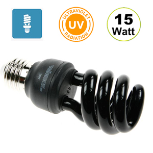 Lampe UV ampoule fluocompacte lumire noire E27 15w mini spirale T3