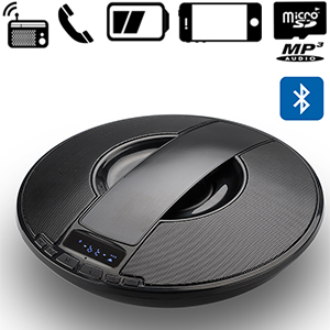 Mini-enceinte Bluetooth portable sans fil - Affichage LCD - 3+5 Watts - Subwoofer - Radio FM - Alarme - USB - Entre ligne - Mains libres - Carte MicroSD jusqu 32 Go