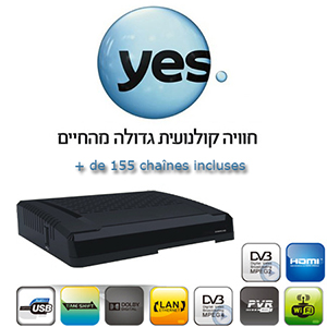 Abonnement Yes TV Isral complet HD plus de 155 chaines- 12 mois via Amos 2/3 - 4.0 W + Terminal numrique HD