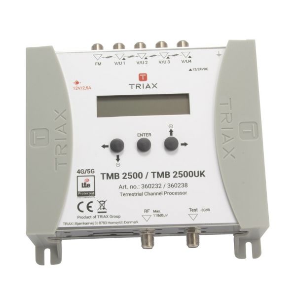 Centrale Programmable Terrestre TV VHF UHF FM TMB 2500 - 5 entrées 1 sortie, Gain 75 dB, Flex Matrix pour plus de 50 canaux