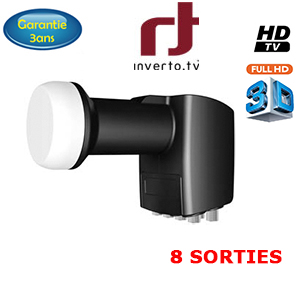 LNB OCTO 0,2 dB - 8 Sorties - 40mm - Compatible HDTV - 3 ans de garantie - Inverto Black pro