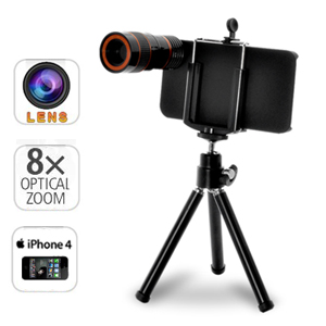 Télescope, Lentille Optique avec Trépied, Zoom 8x, pour iPhone 4