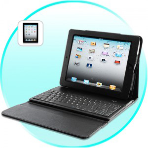 Housse en cuir avec clavier QWERTY sans fil BLUETOOTH pour iPad 2/ iPad 3