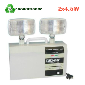 Eclairage électrique de secours rechargeable - reconditionne - 220vca - 2x4.5w