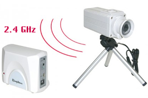 Caméra couleur sans fil CMOS 1/3" - 300 Lignes TV - étanche + Récepteur sans fil 2.4 GHz A/V - 4 canaux