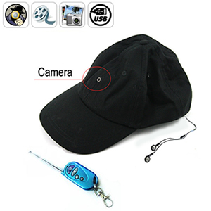 Casquette avec caméra cachée couleur et DVR - MP3 - Mémoire externe jusqu’à 8Go + Télécommande