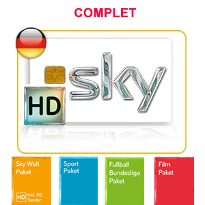 Abonnement Sky Deutschland complet HD - Welt + Welt extra + Sport + Film + Bundesliga + (Multifeed Premium HD en option*) via Astra 19.2°E - 24 mois