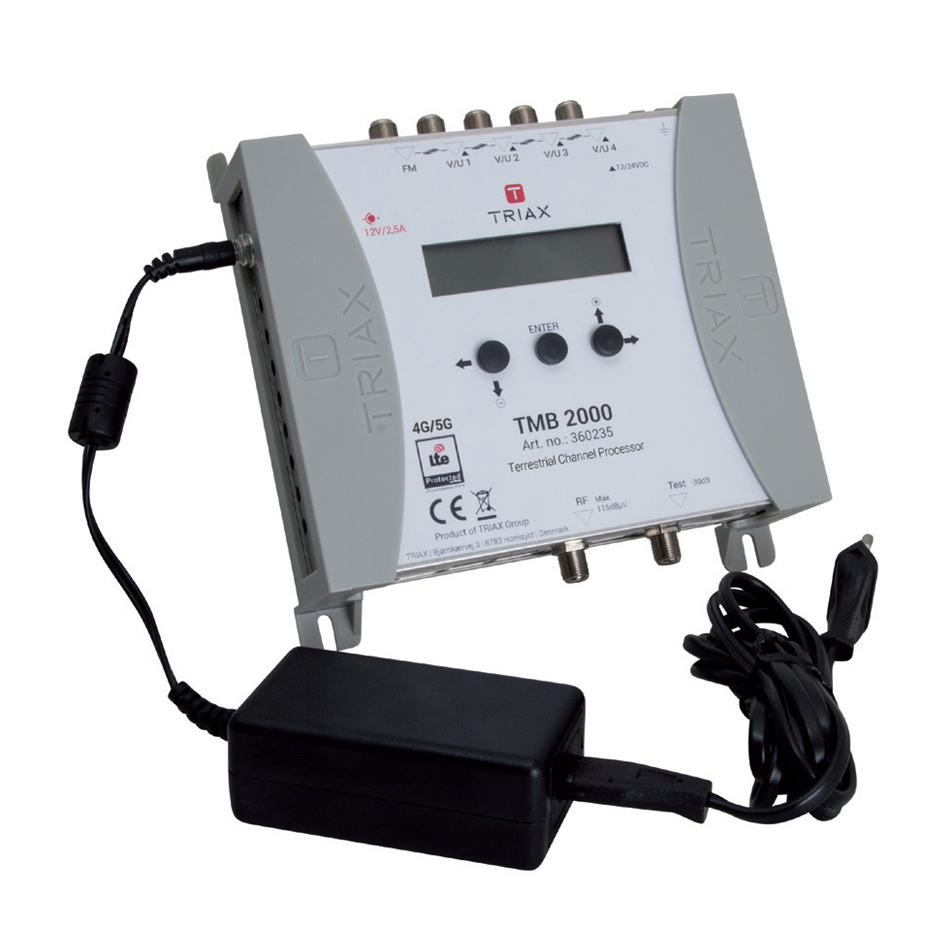 Amplificateur terrestre multibande VHF/UHF FM TMB 2000 - 5 Entrées 1 Sortie Gain UHF 55 dB, 12 V 24 V, Protection LTE 4G / 5G