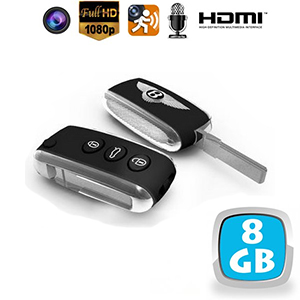 Porte-cls de voiture avec camra cache couleur et DVR - 5 MP - HD 1080p - dtection de mouvement - HDMI - mmoire interne 8 Go