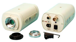 Caméra N/B CCD 1/3" - 380 LTV - avec micro integré + Objectif + Bloc secteur + 25m de câble