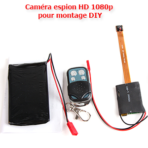 Caméra espion HD 1080p pour montage DIY - avec détection de mouvement - vision nocturne IR - télécommande - carte MicroSD jusqu’à 32Go