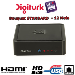 Abonnement IPTV Digiturk Play - Pack Standard - 12 mois + Récepteur IPTV AIRTIES