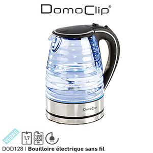 Bouilloire en verre - sans fil - 1,7 L - 2200W - DomoClip DOD128N
