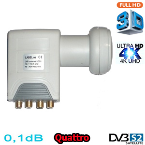 LNB Quattro 0,1 dB HDG2-QTNM--RED-LINE- - Compatible HDTV et 3D ready - 40mm - 1 an garantie