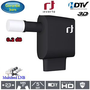 LNB Quattro 0.2 dB - 23 mm - Inverto black multiConnect - Slimfeed - 3 ans de garantie