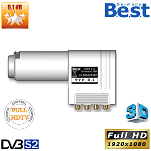 LNB Quattro Lens 0.1 dB - 40 mm - Best Germany - HDTV 3D - 3 ans de garantie
