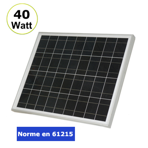 Panneau solaire 40W monocristallin norme en 61215