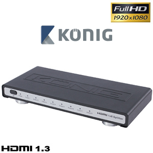 Répartiteur HDMI 8 sorties König - FULL HD 1080p - Compatible HDCP