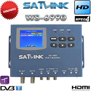 Modulateur numérique HD DVB-T/DVB-T2 Satlink WS 6990 - écran LCD 2,4