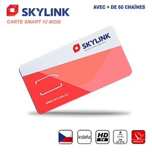 Carte Abonnement TV Skylink Smart 12 Mois République Tchèque Czech via Sat Astra Seulement Compatible Récepteur Irdeto 67 chaînes
