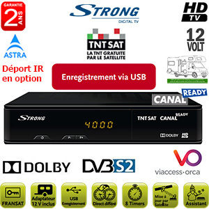 STRONG SRT 7404 HD - Terminal numrique TNTSAT HD - 12Volts - PVR via USB - HDMI - Pritel - Dport IR en option - avec carte Viaccess TNTSAT (Valable 4 ans) sur Astra 19.2 + Cordon HDMI offert