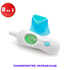 Thermomètre infrarouge multifonction 8 en 1 - LCD avec 3 couleurs - sans contact Corps + objets