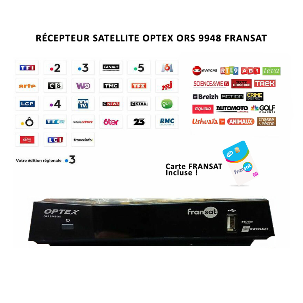 Récepteur HD FRANSAT Triax THR 7610 + Carte FRANSAT + Déport IR + Câble HDMI - Neuf
