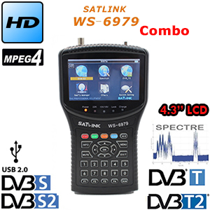 Mesureur de Champ Satellite HD DVB-S/S2 et terrestre DVB-T/T2 - Combo -  Satlink WS 6979 - écran TFT LCD 4.3
